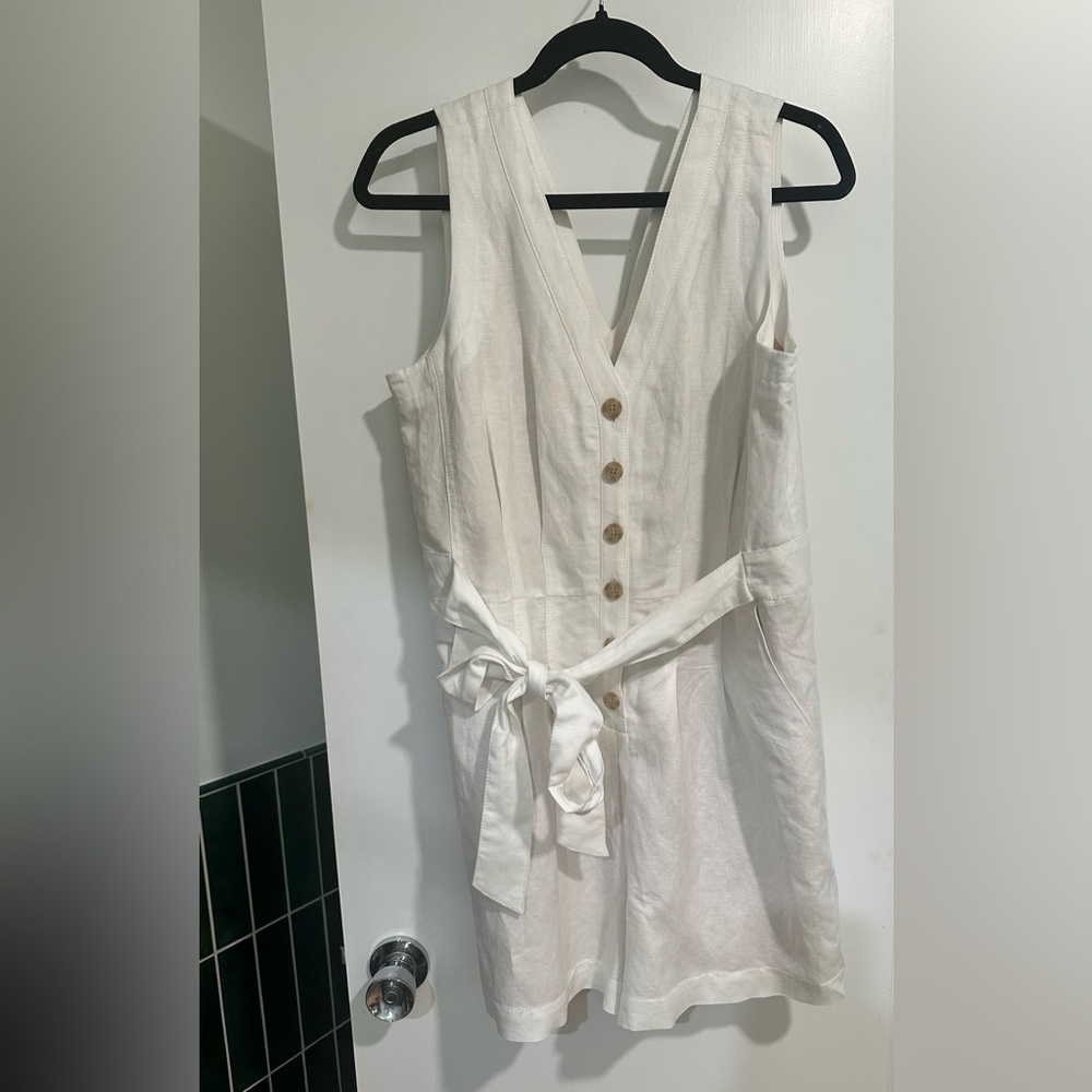 Sleeveless White Button-Down Romper